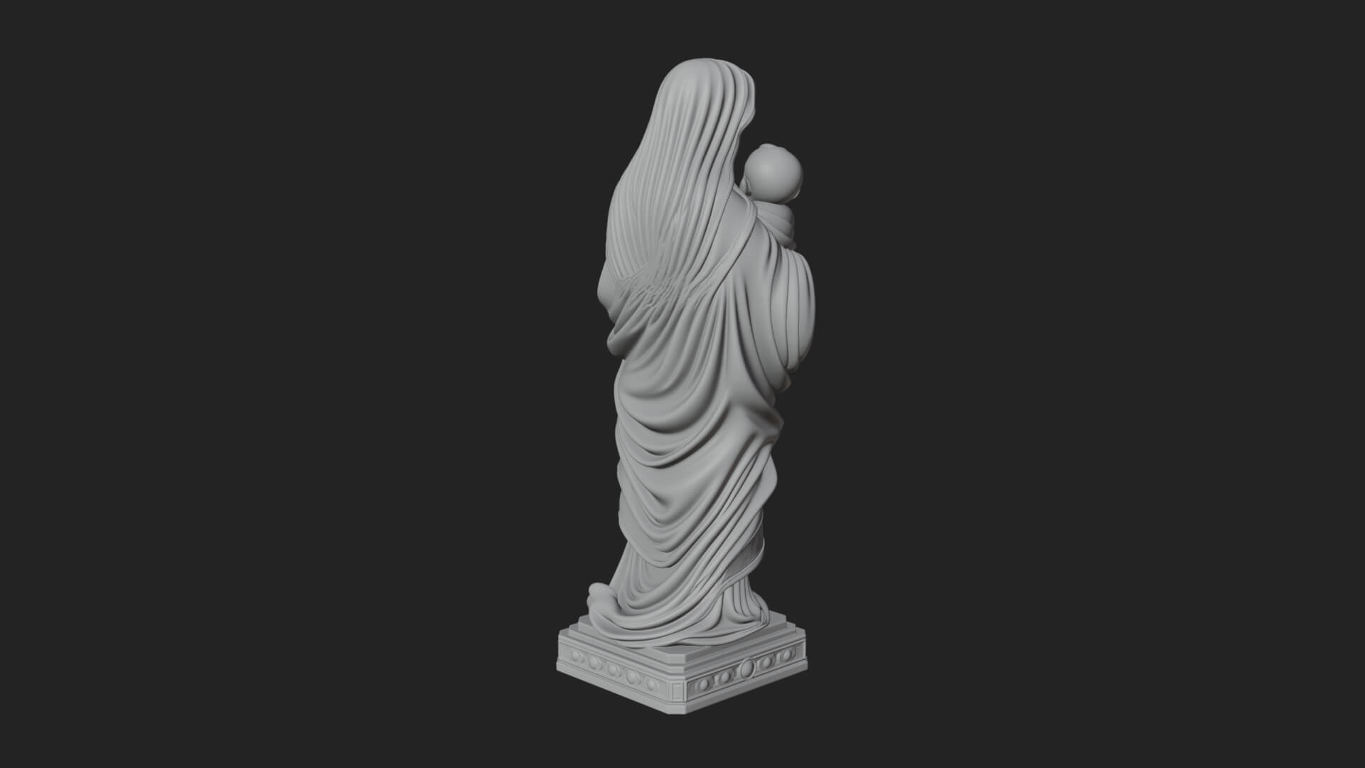 Madonna with Child Statue Design 1 3D Print Model 3D Model