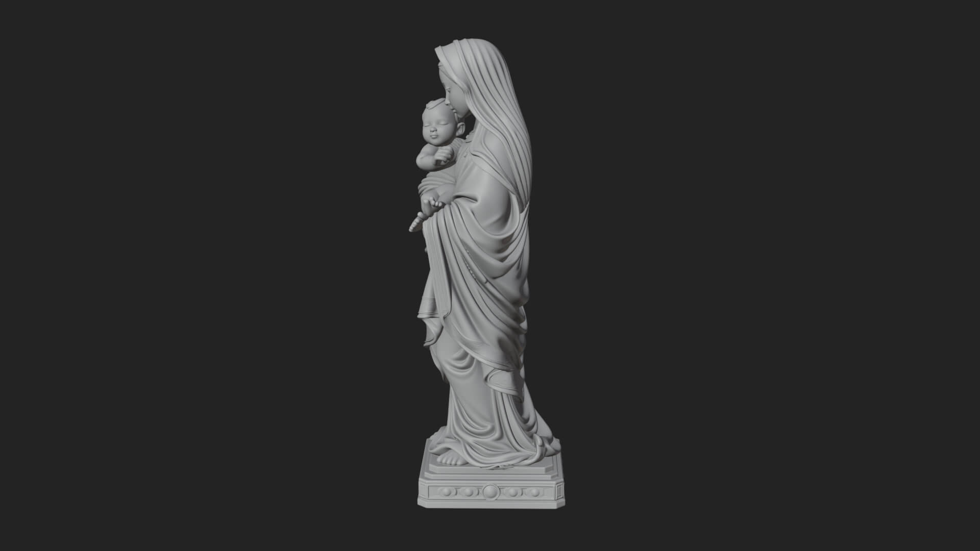 Madonna with Child Statue Design 1 3D Print Model 3D Model