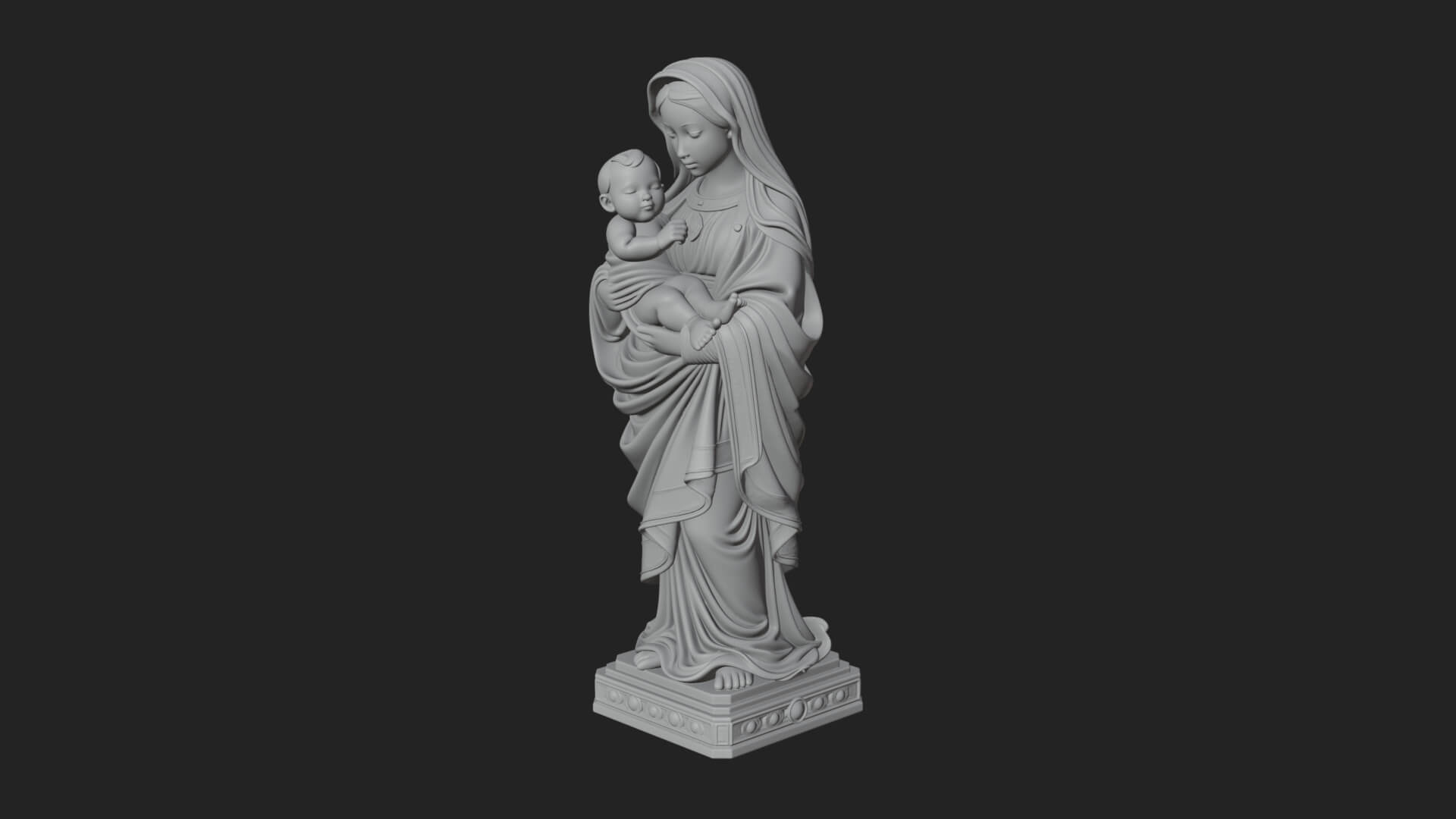 Madonna with Child Statue Design 1 3D Print Model 3D Model
