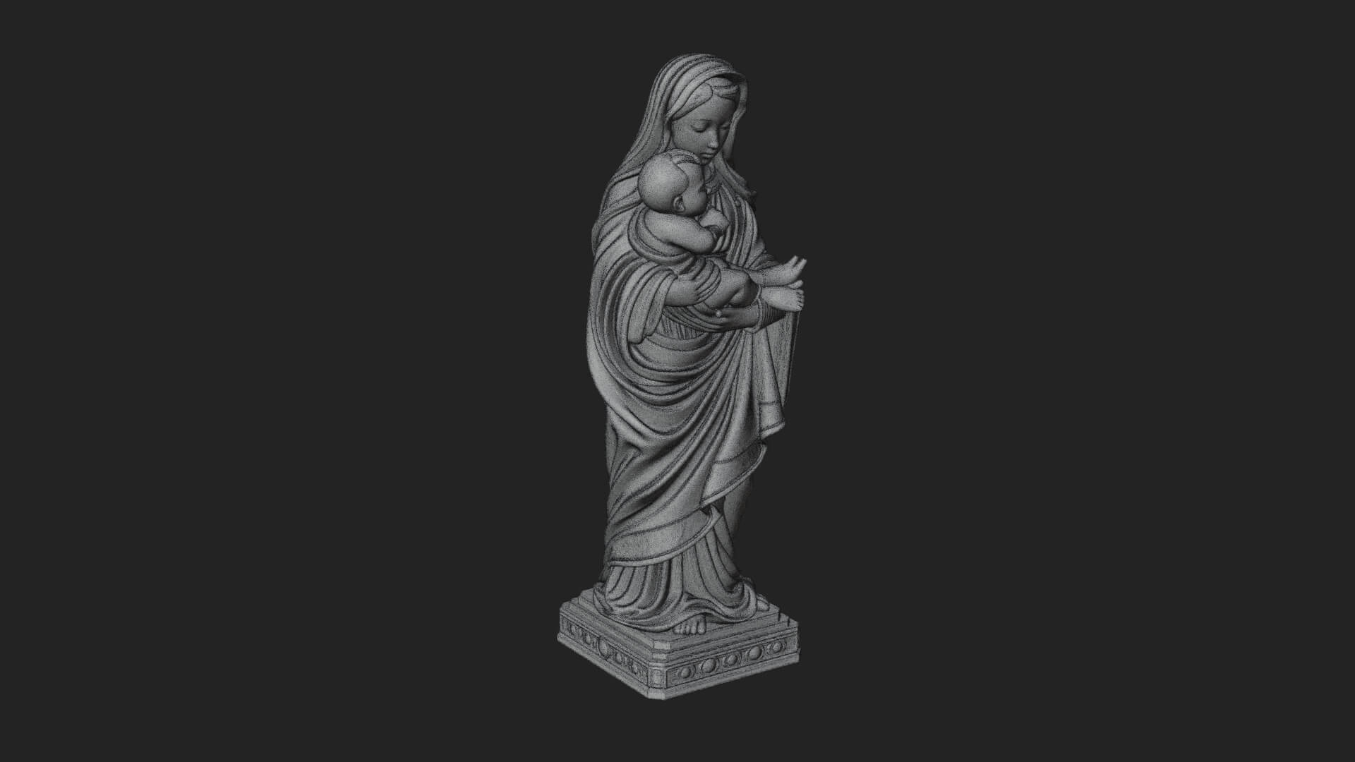 Madonna with Child Statue Design 1 3D Print Model 3D Model