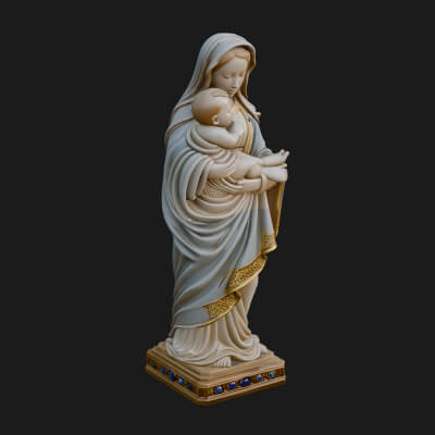 Madonna with Child Statue Design 1 3D Print Model