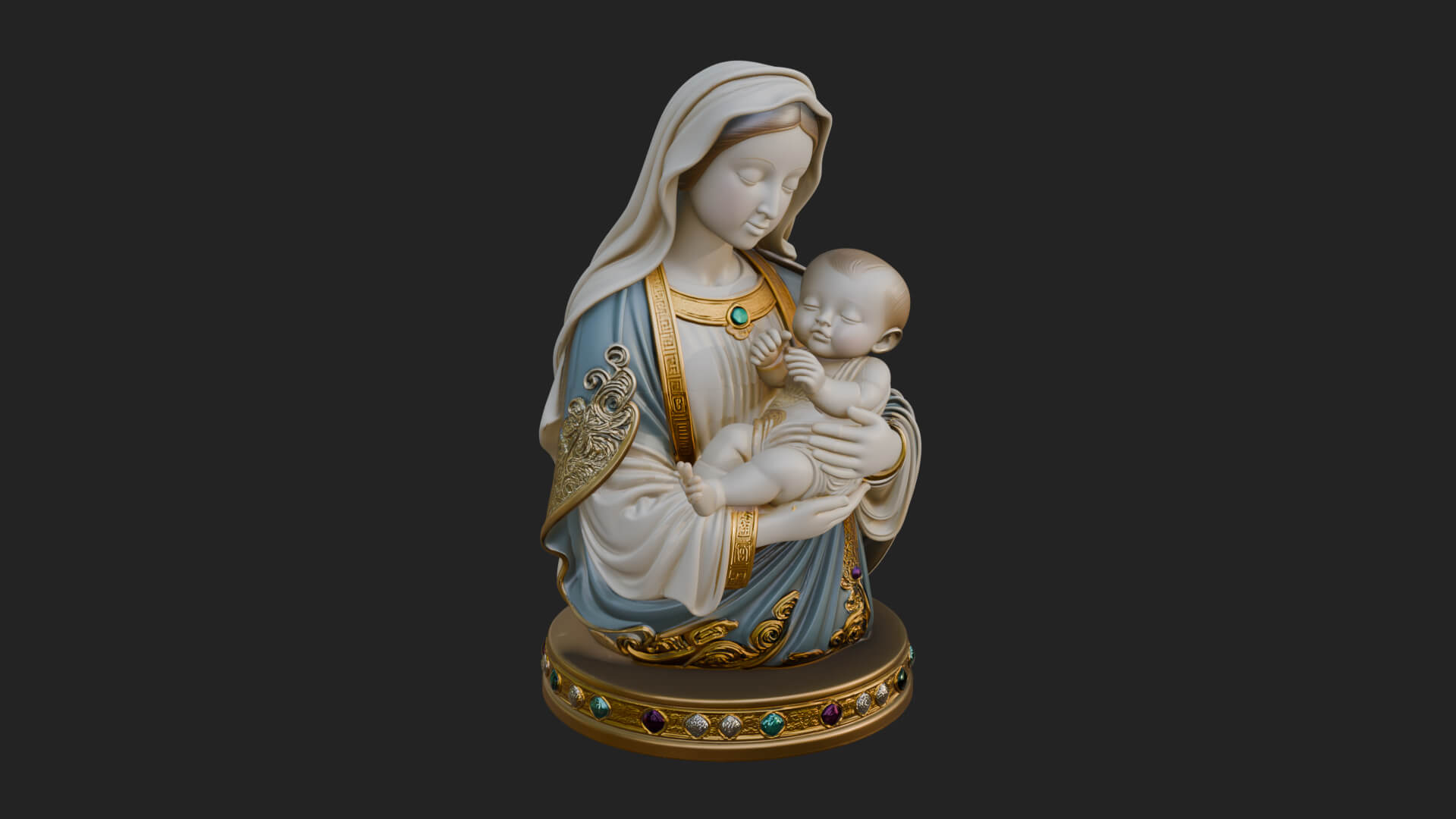 Madonna with Child Statue Design 2 3D Print Model 3D Model