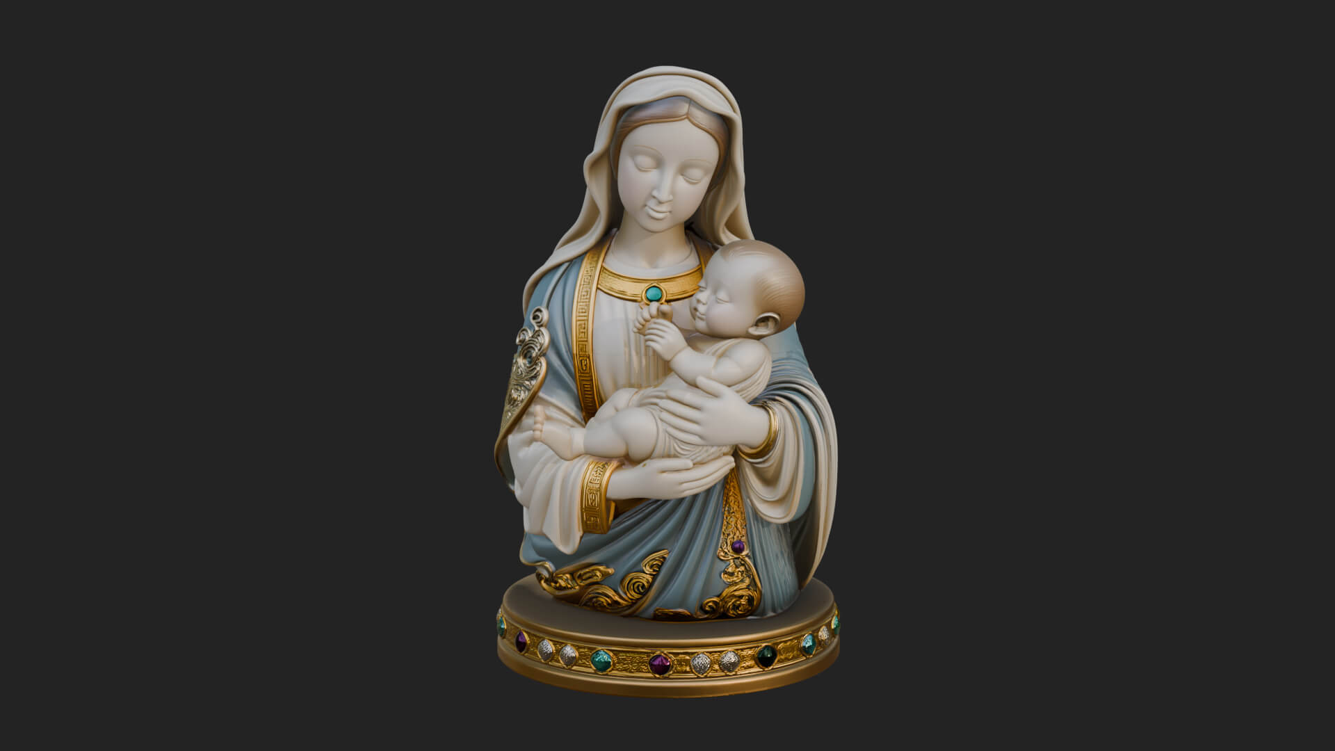 Madonna with Child Statue Design 2 3D Print Model 3D Model