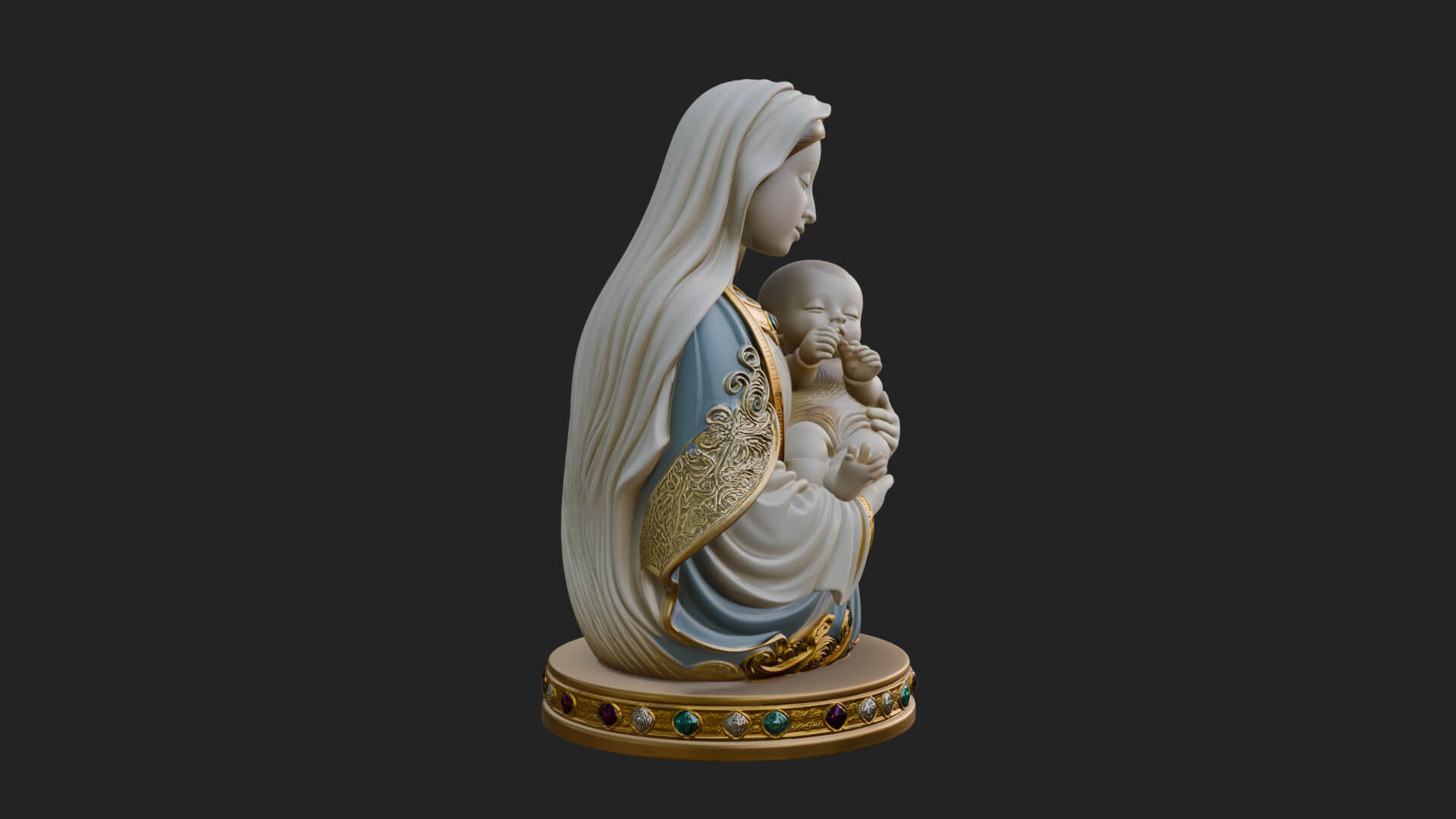 Madonna with Child Statue Design 2 3D Print Model 3D Model