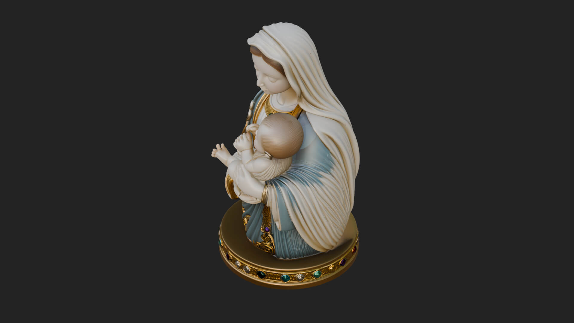 Madonna with Child Statue Design 2 3D Print Model 3D Model