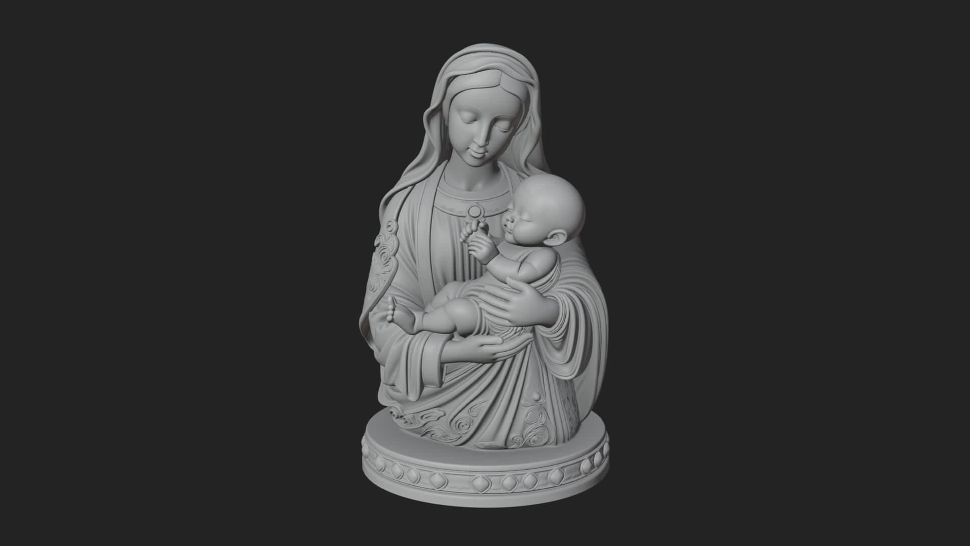 Madonna with Child Statue Design 2 3D Print Model 3D Model
