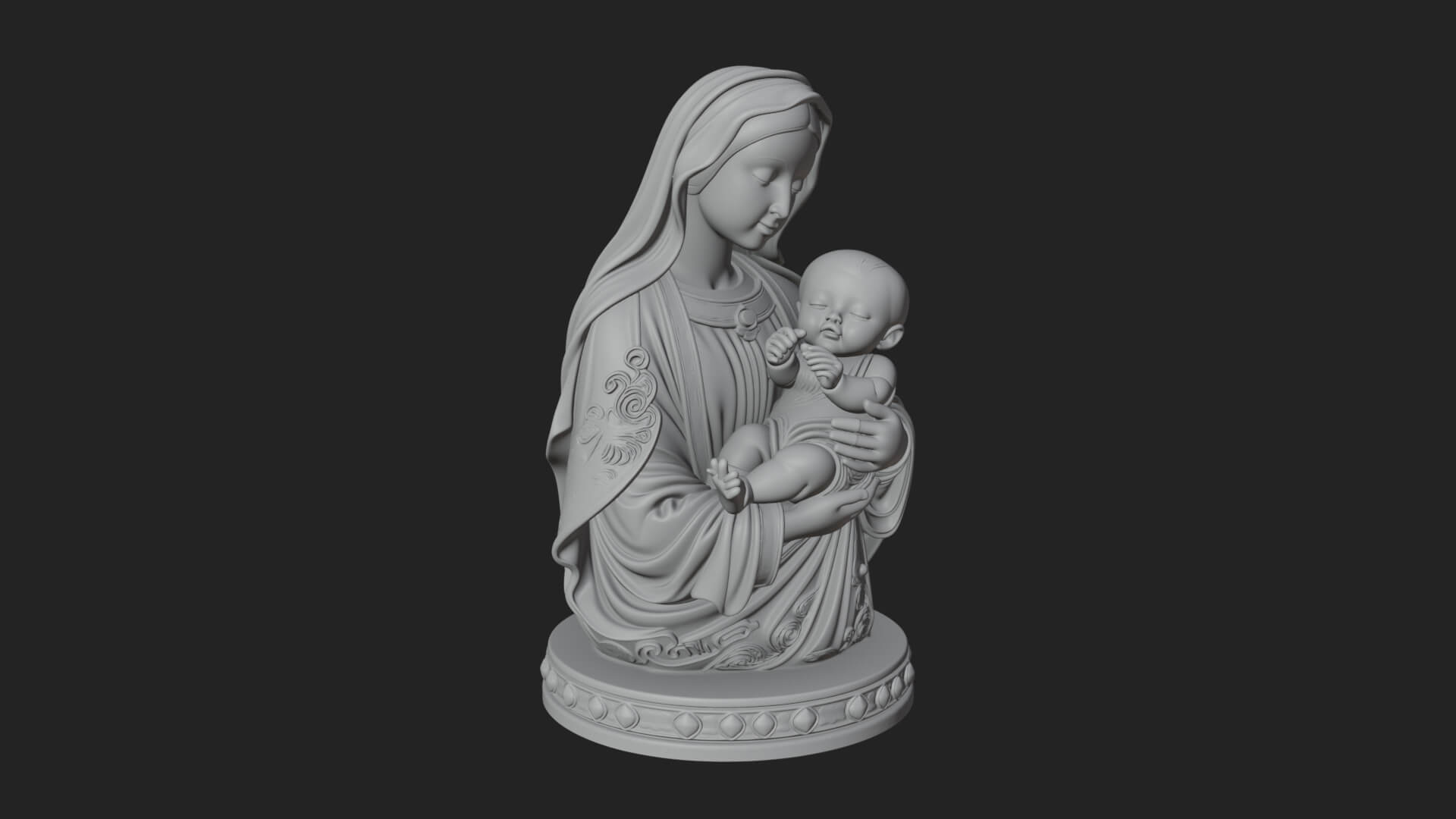 Madonna with Child Statue Design 2 3D Print Model 3D Model