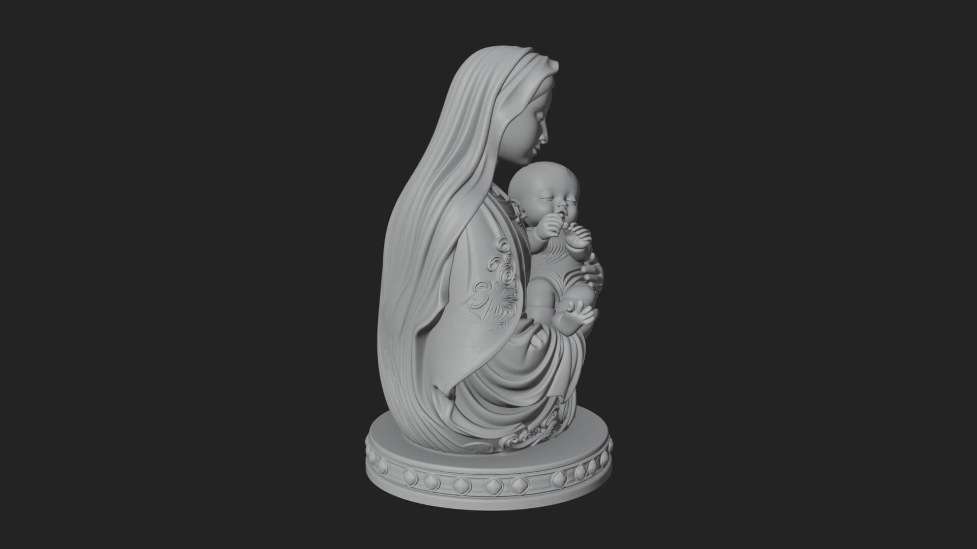 Madonna with Child Statue Design 2 3D Print Model 3D Model