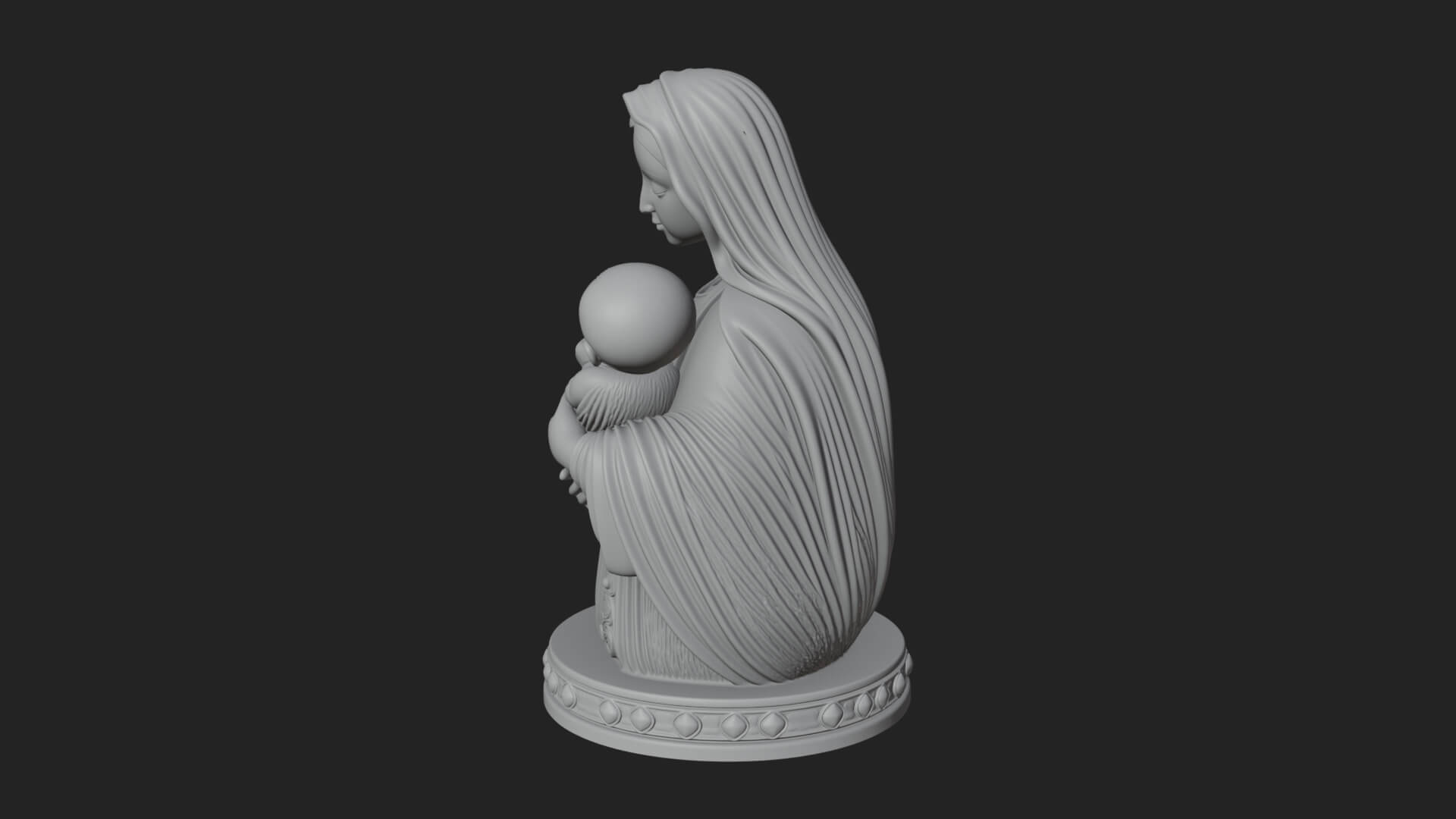 Madonna with Child Statue Design 2 3D Print Model 3D Model