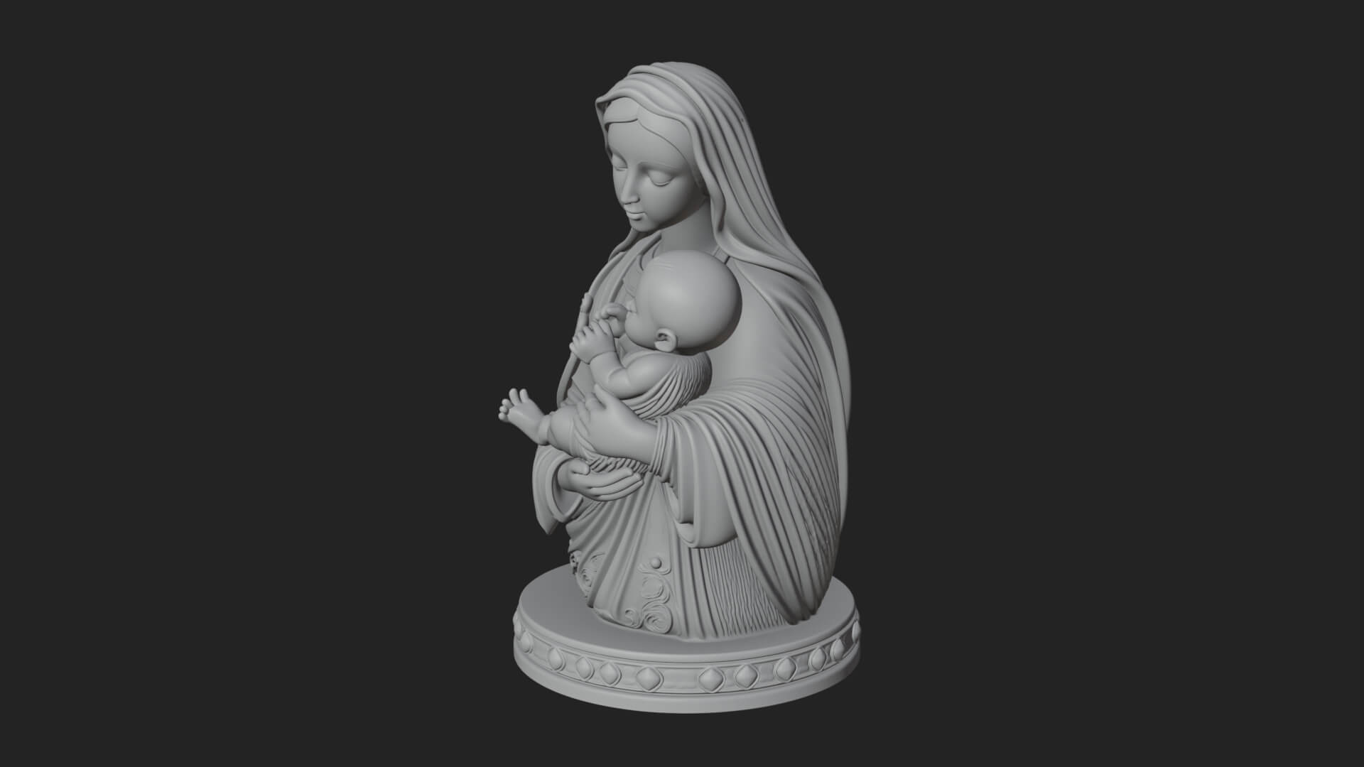 Madonna with Child Statue Design 2 3D Print Model 3D Model