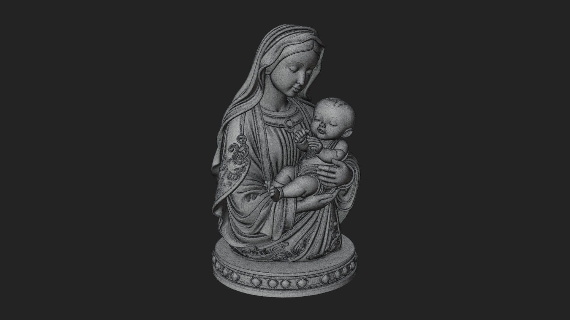 Madonna with Child Statue Design 2 3D Print Model 3D Model