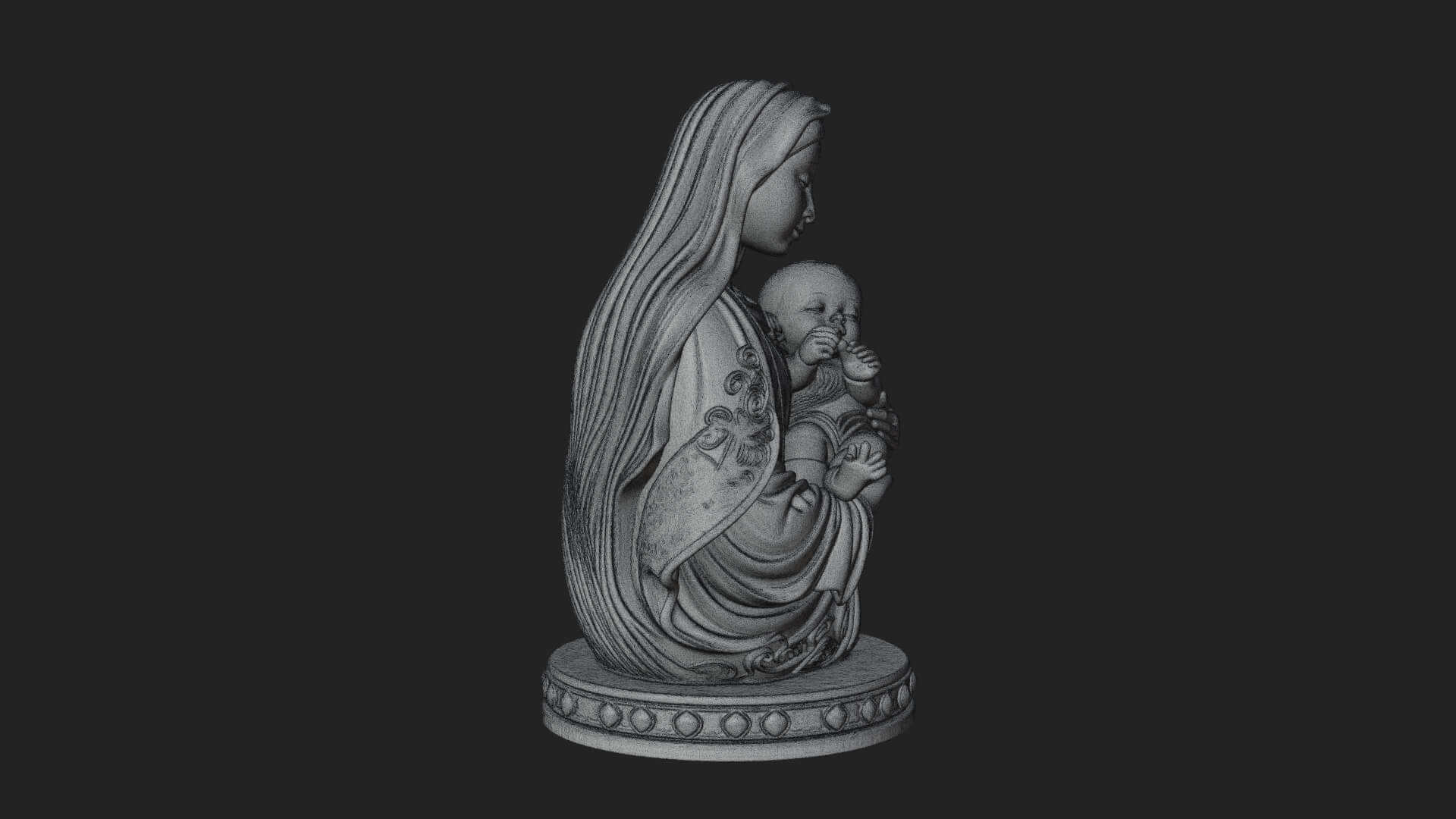 Madonna with Child Statue Design 2 3D Print Model 3D Model
