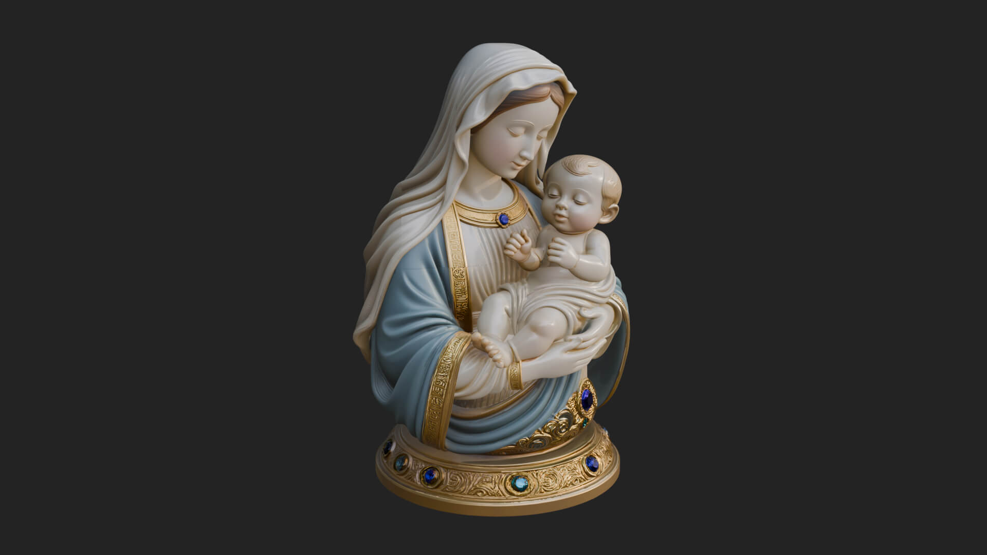 Madonna with Child Statue Design 3 3D Print Model 3D Model