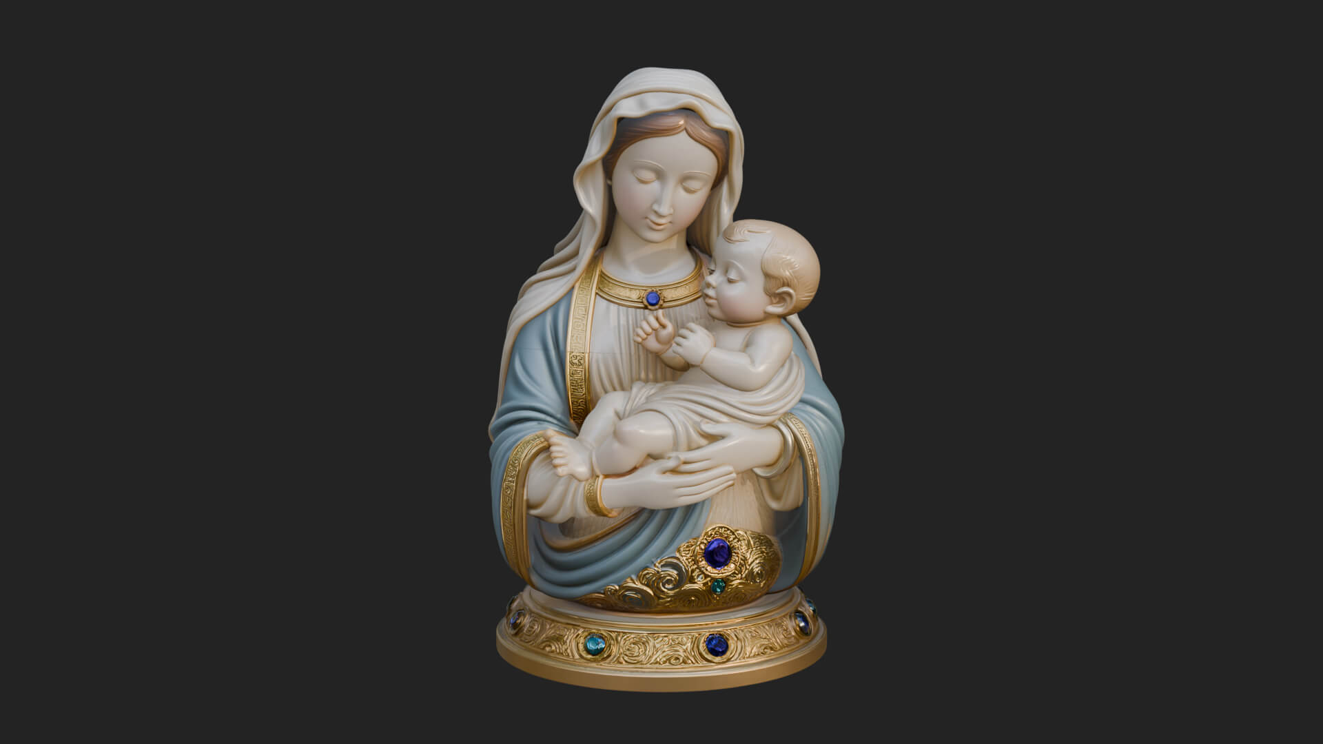 Madonna with Child Statue Design 3 3D Print Model 3D Model
