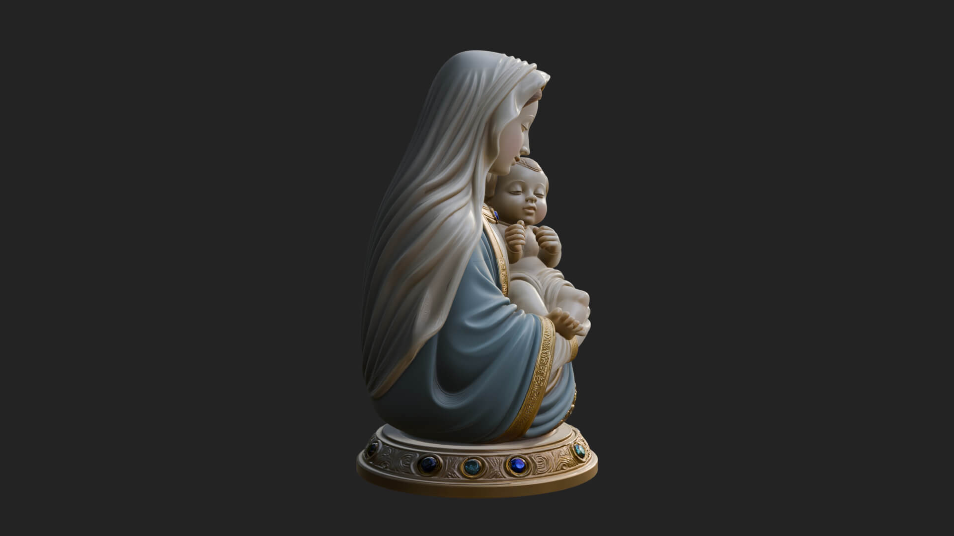 Madonna with Child Statue Design 3 3D Print Model 3D Model