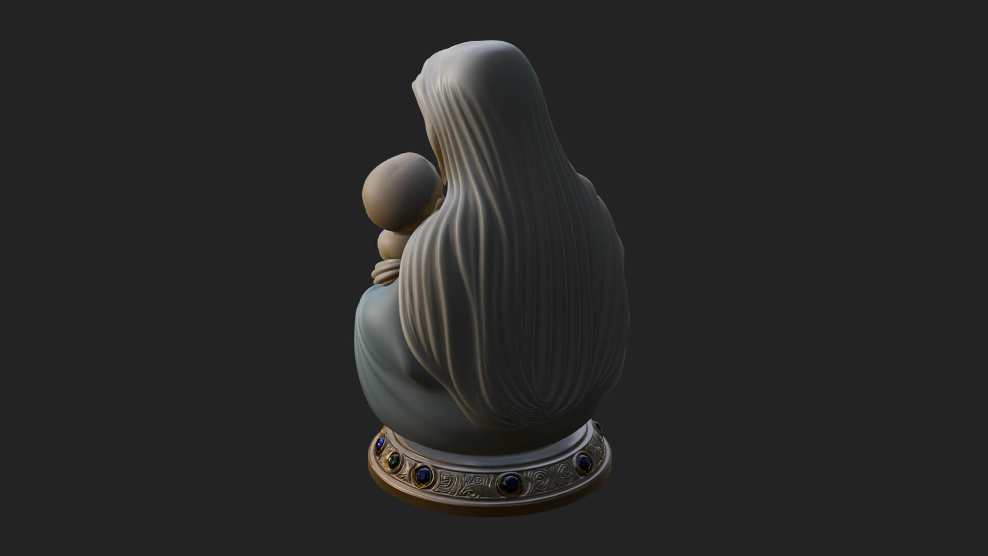 Madonna with Child Statue Design 3 3D Print Model 3D Model