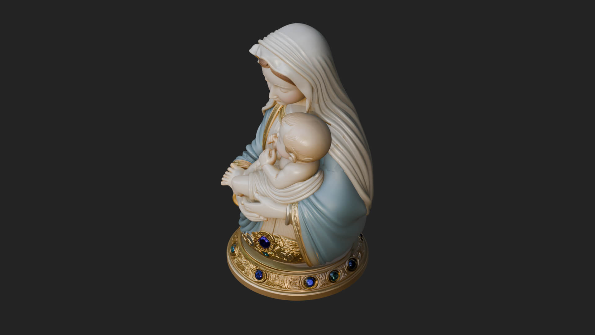 Madonna with Child Statue Design 3 3D Print Model 3D Model