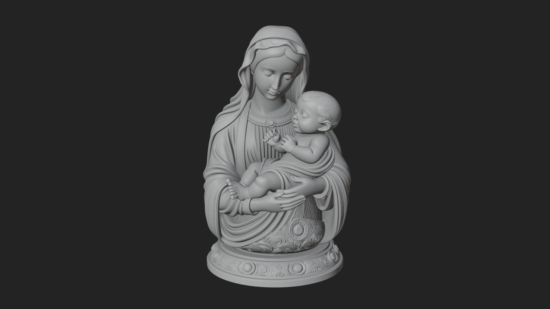 Madonna with Child Statue Design 3 3D Print Model 3D Model