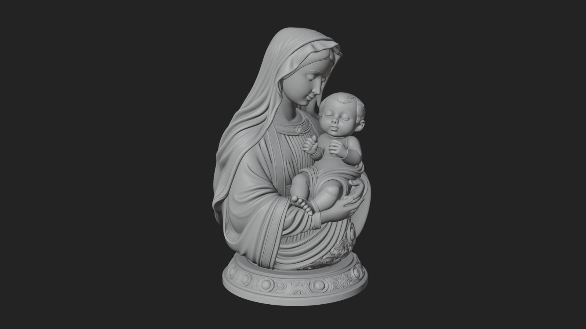 Madonna with Child Statue Design 3 3D Print Model 3D Model