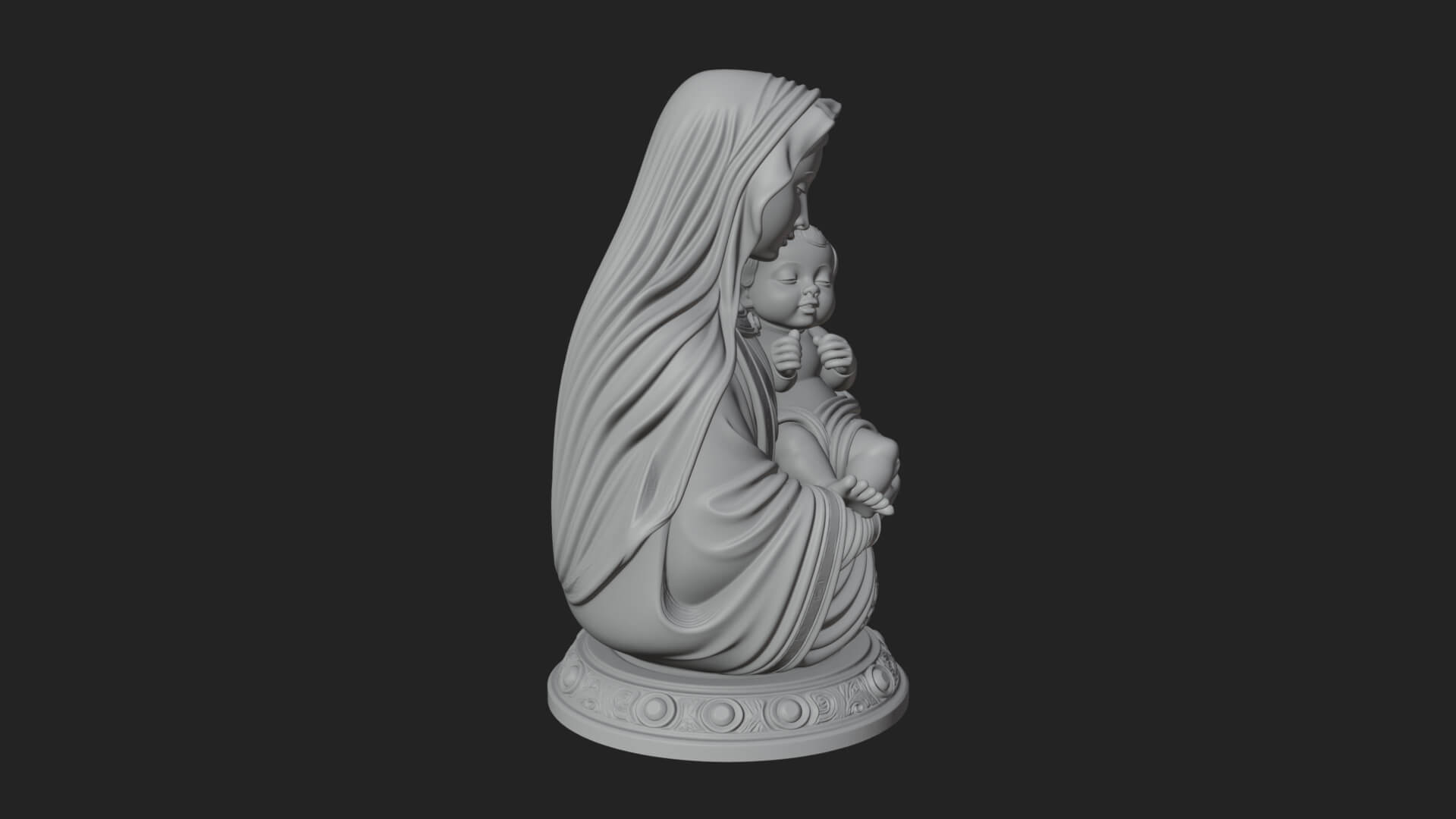 Madonna with Child Statue Design 3 3D Print Model 3D Model