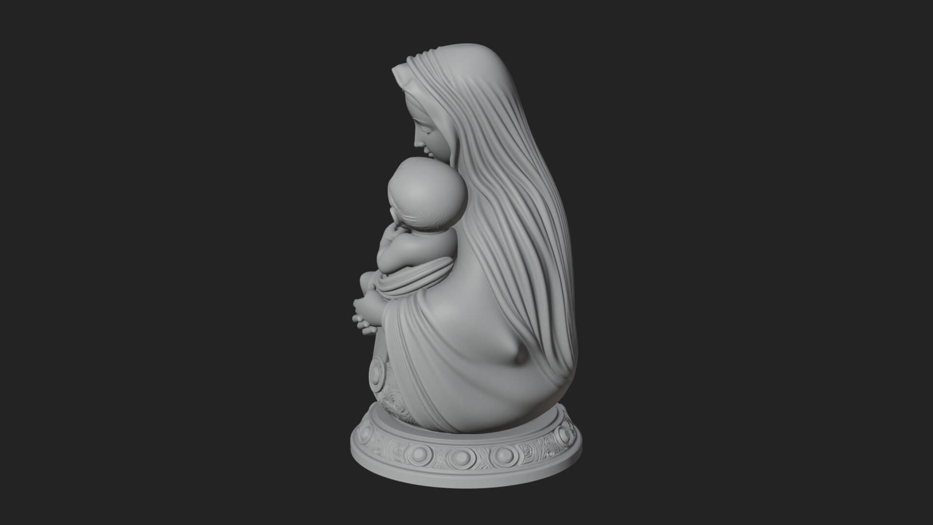 Madonna with Child Statue Design 3 3D Print Model 3D Model
