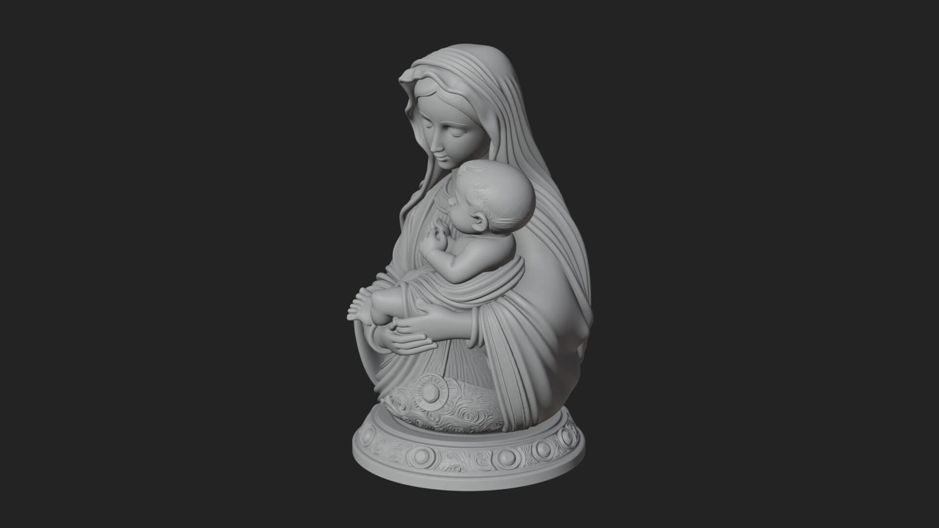 Madonna with Child Statue Design 3 3D Print Model 3D Model