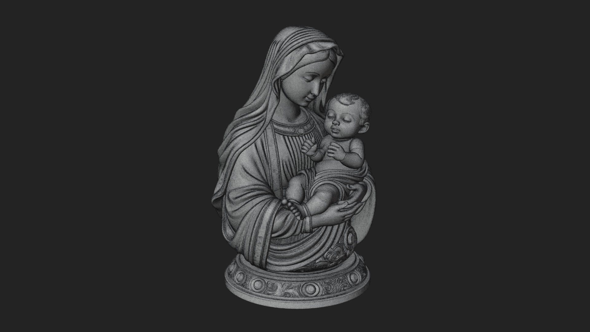 Madonna with Child Statue Design 3 3D Print Model 3D Model
