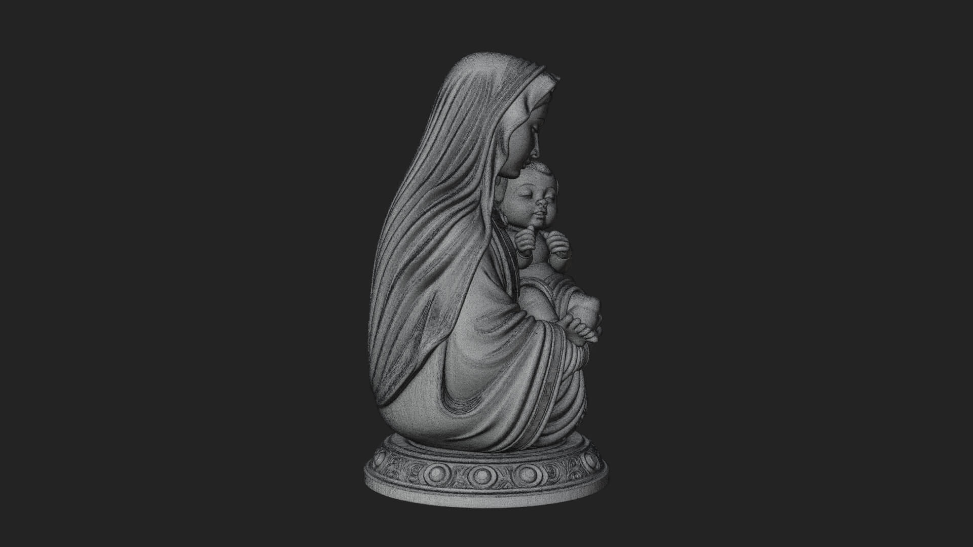 Madonna with Child Statue Design 3 3D Print Model 3D Model