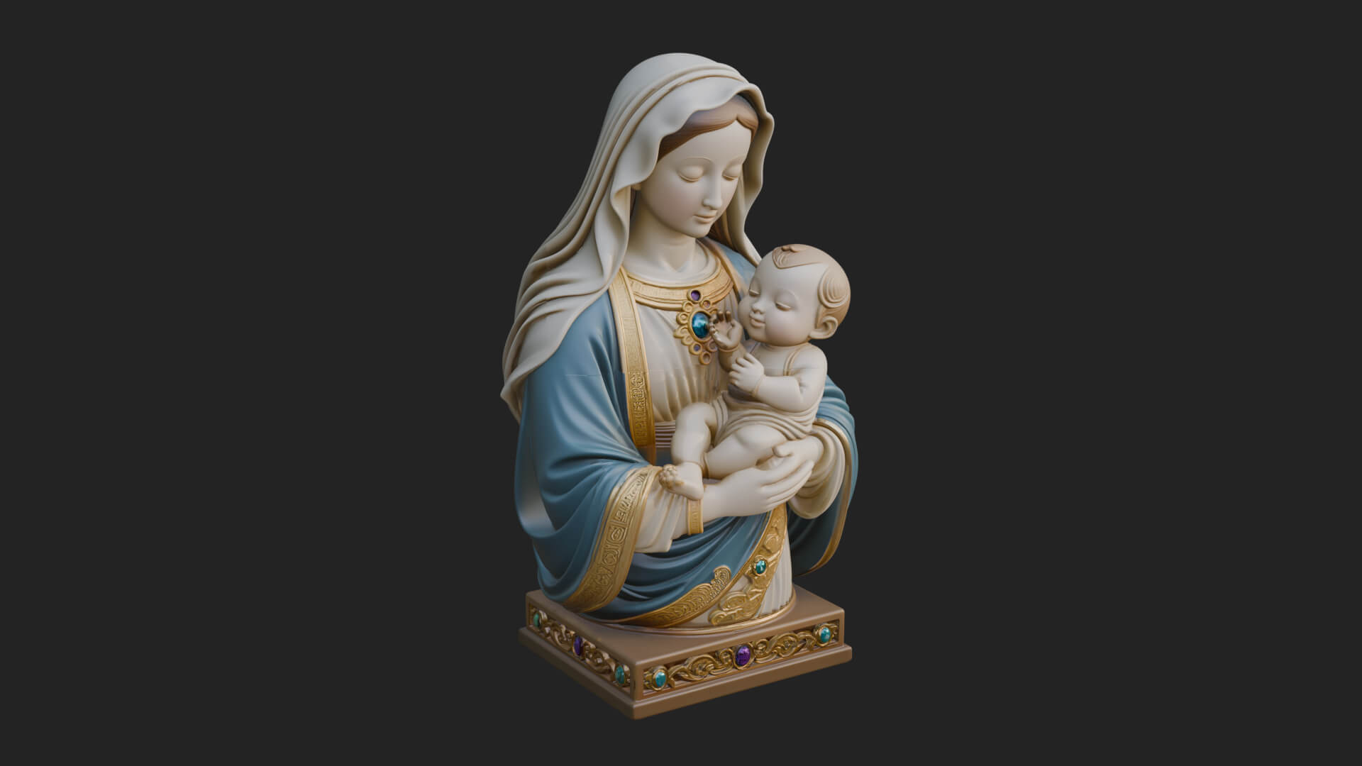 Madonna with Child Statue Design 4 3D Print Model 3D Model
