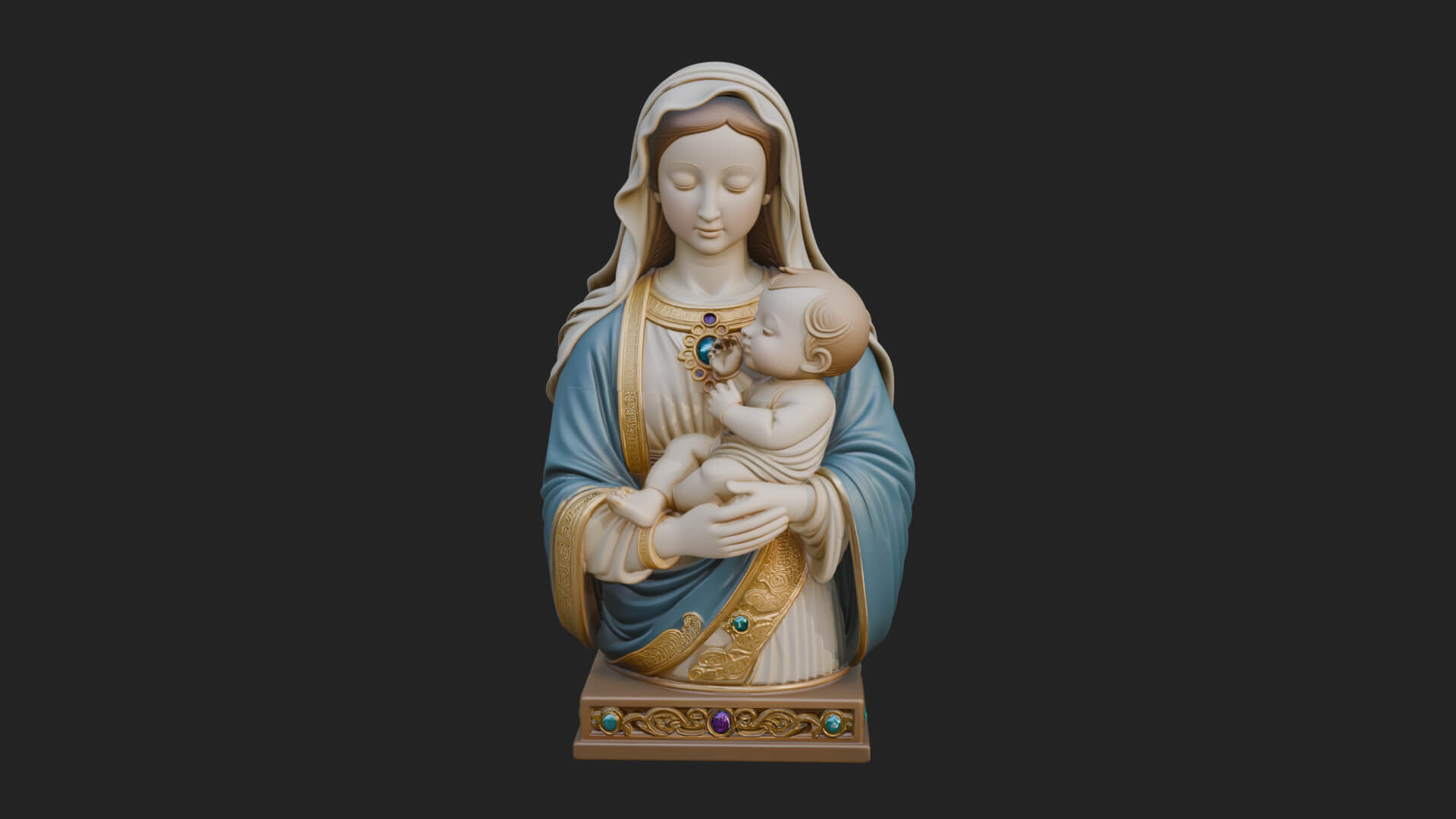 Madonna with Child Statue Design 4 3D Print Model 3D Model