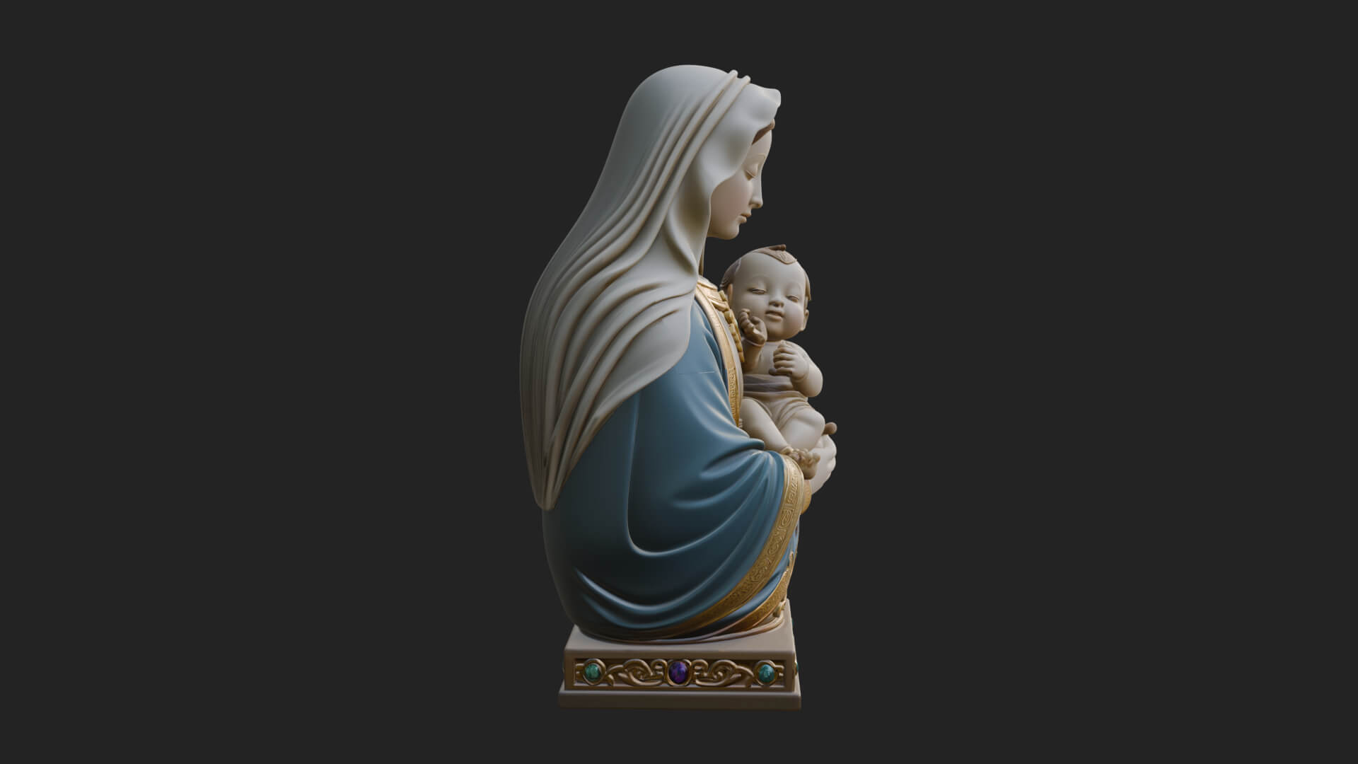 Madonna with Child Statue Design 4 3D Print Model 3D Model