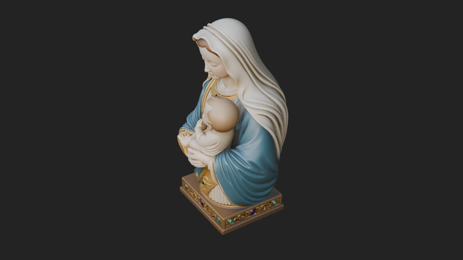 Madonna with Child Statue Design 4 3D Print Model 3D Model