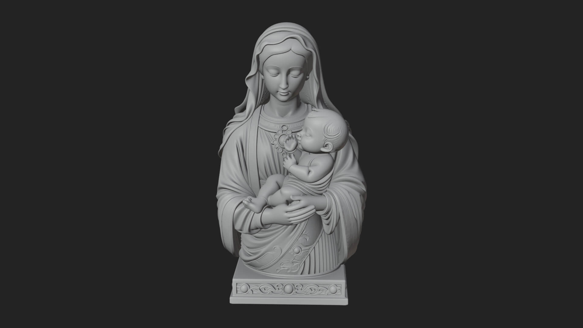 Madonna with Child Statue Design 4 3D Print Model 3D Model