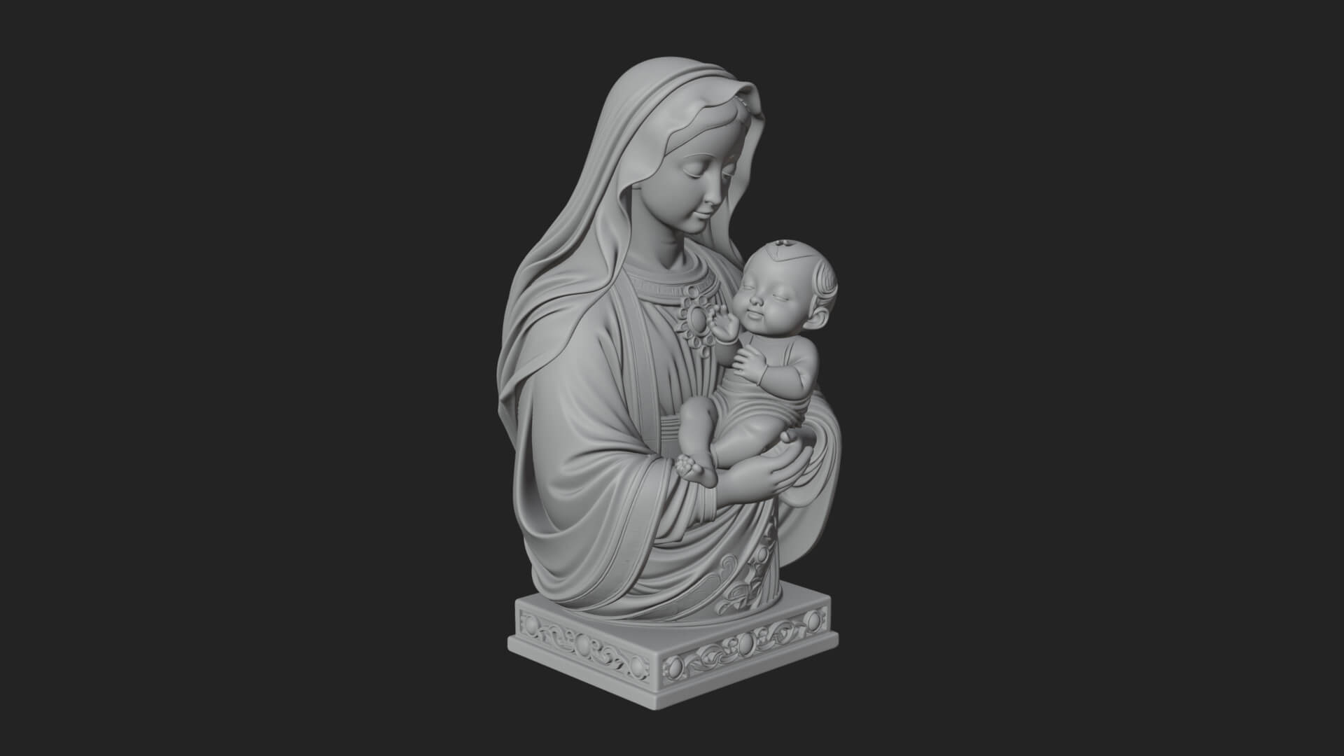Madonna with Child Statue Design 4 3D Print Model 3D Model