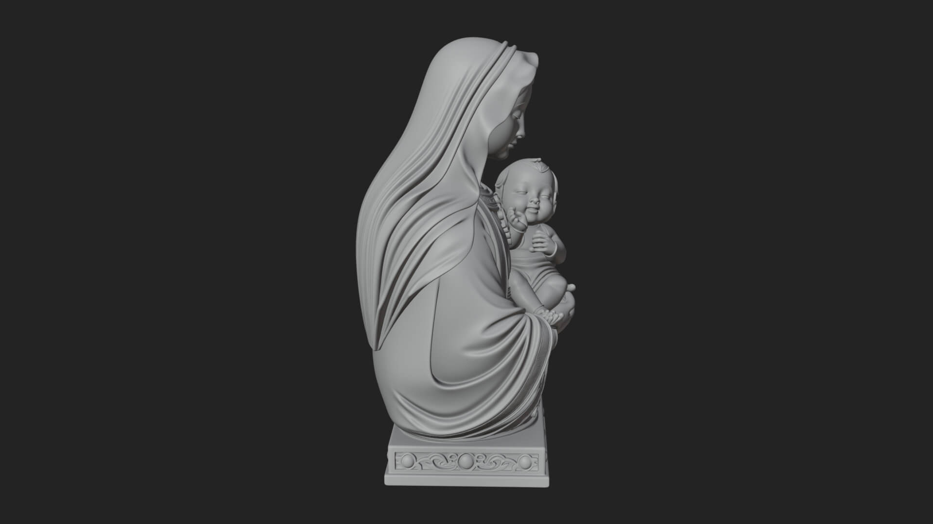 Madonna with Child Statue Design 4 3D Print Model 3D Model