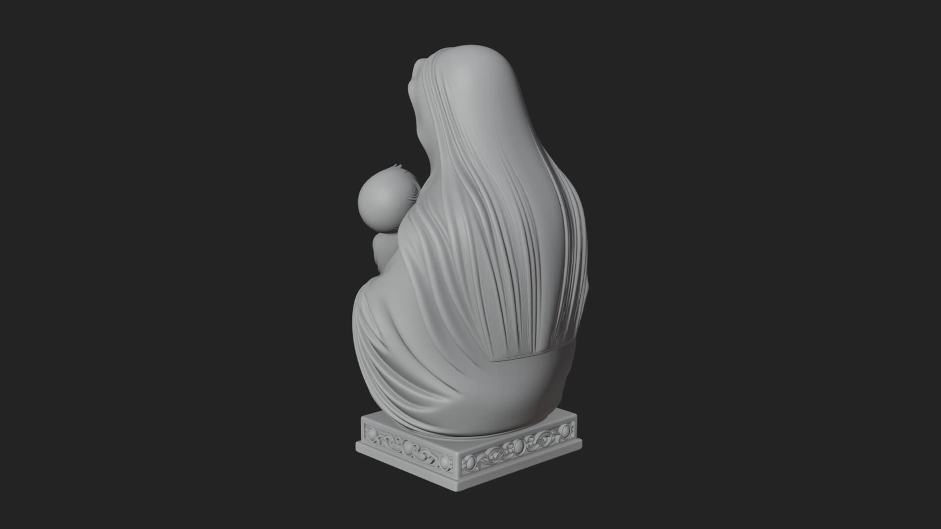 Madonna with Child Statue Design 4 3D Print Model 3D Model