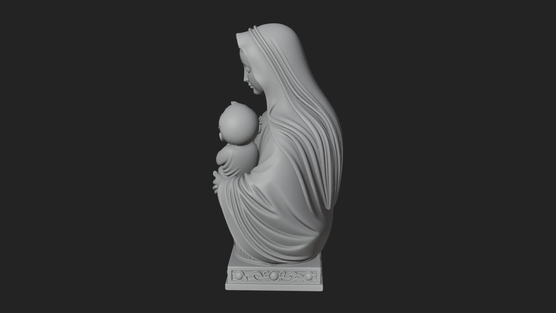 Madonna with Child Statue Design 4 3D Print Model 3D Model