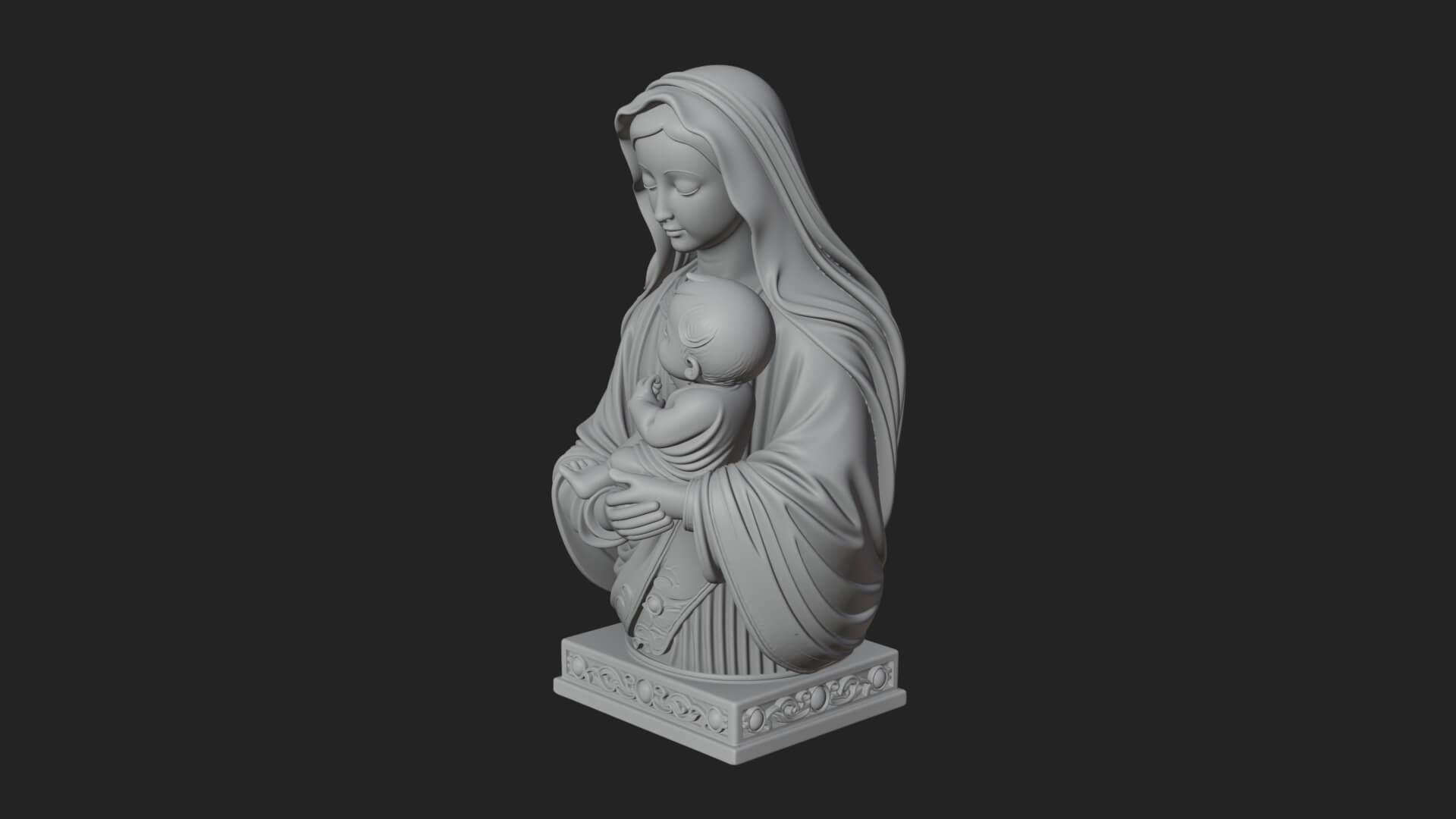 Madonna with Child Statue Design 4 3D Print Model 3D Model
