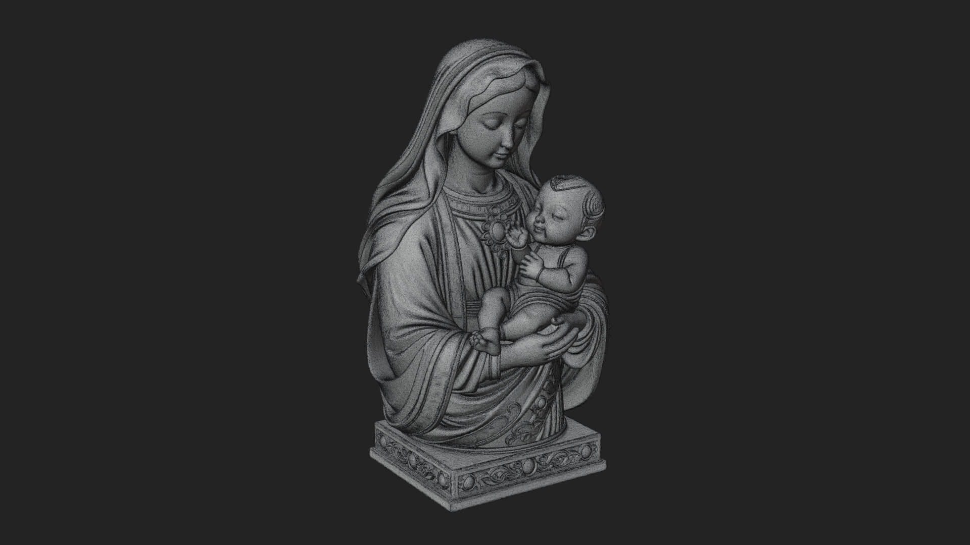 Madonna with Child Statue Design 4 3D Print Model 3D Model