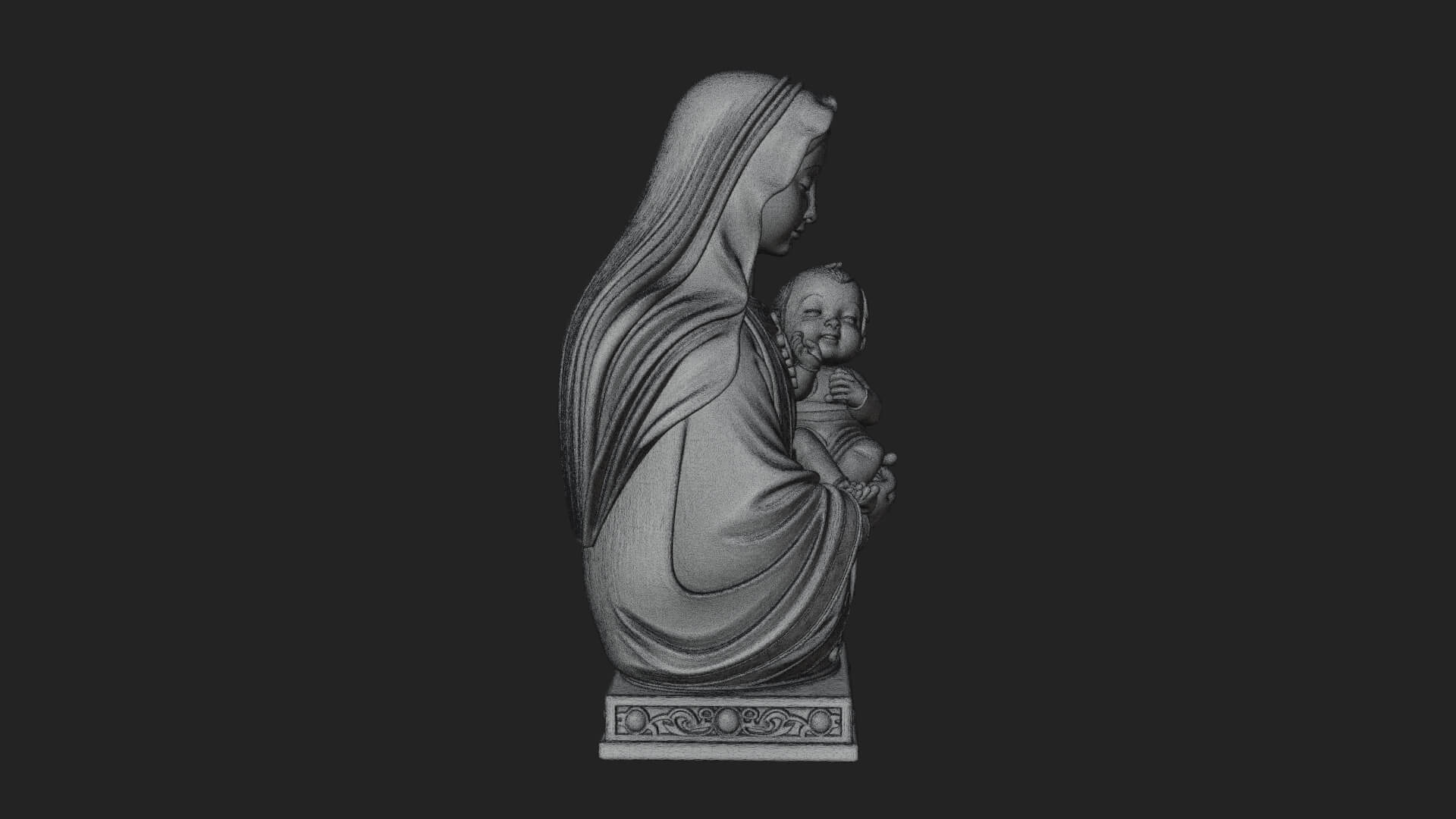 Madonna with Child Statue Design 4 3D Print Model 3D Model