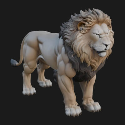 Male Lion Animal Statue Design 1 3D Print Model