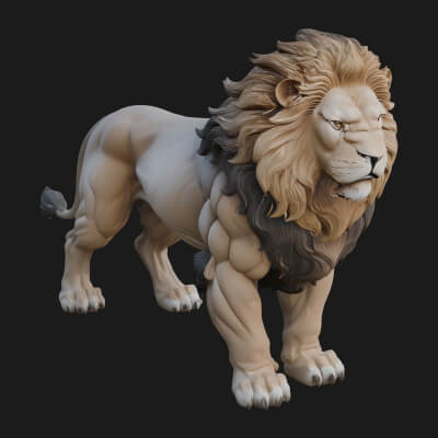 Male Lion Animal Statue Design 2 3D Print Model