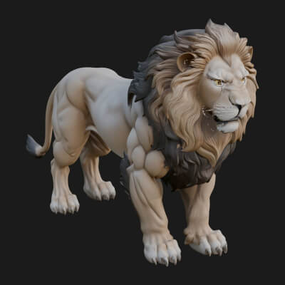 Male Lion Animal Statue Design 3 3D Print Model