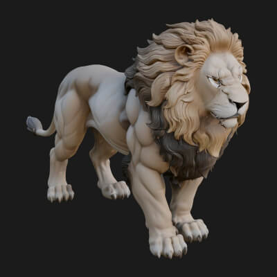 Male Lion Animal Statue Design 4 3D Print Model