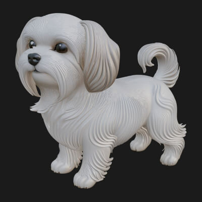 Maltese Dog Statue Design 1 3D Print Model