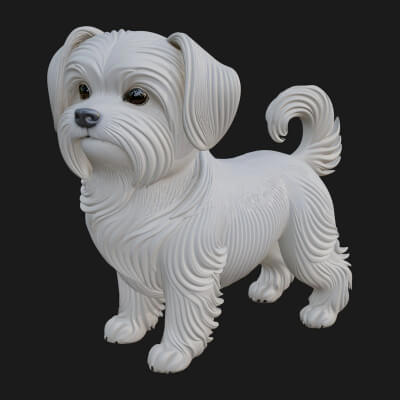 Maltese Dog Statue Design 2 3D Print Model