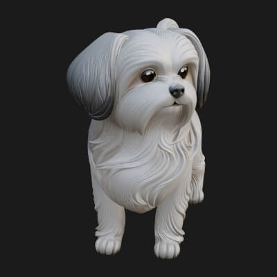 Maltese Dog Statue Design 3 3D Print Model