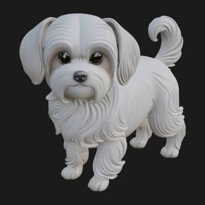 Maltese Dog Statue Design 4 3D Print Model