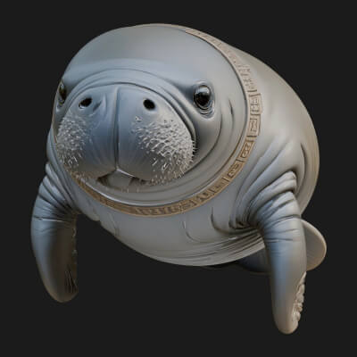 Manatee Statue Design 3 3D Print Model