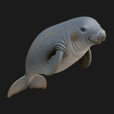 Manatee Statue Design 4 3D Print Model